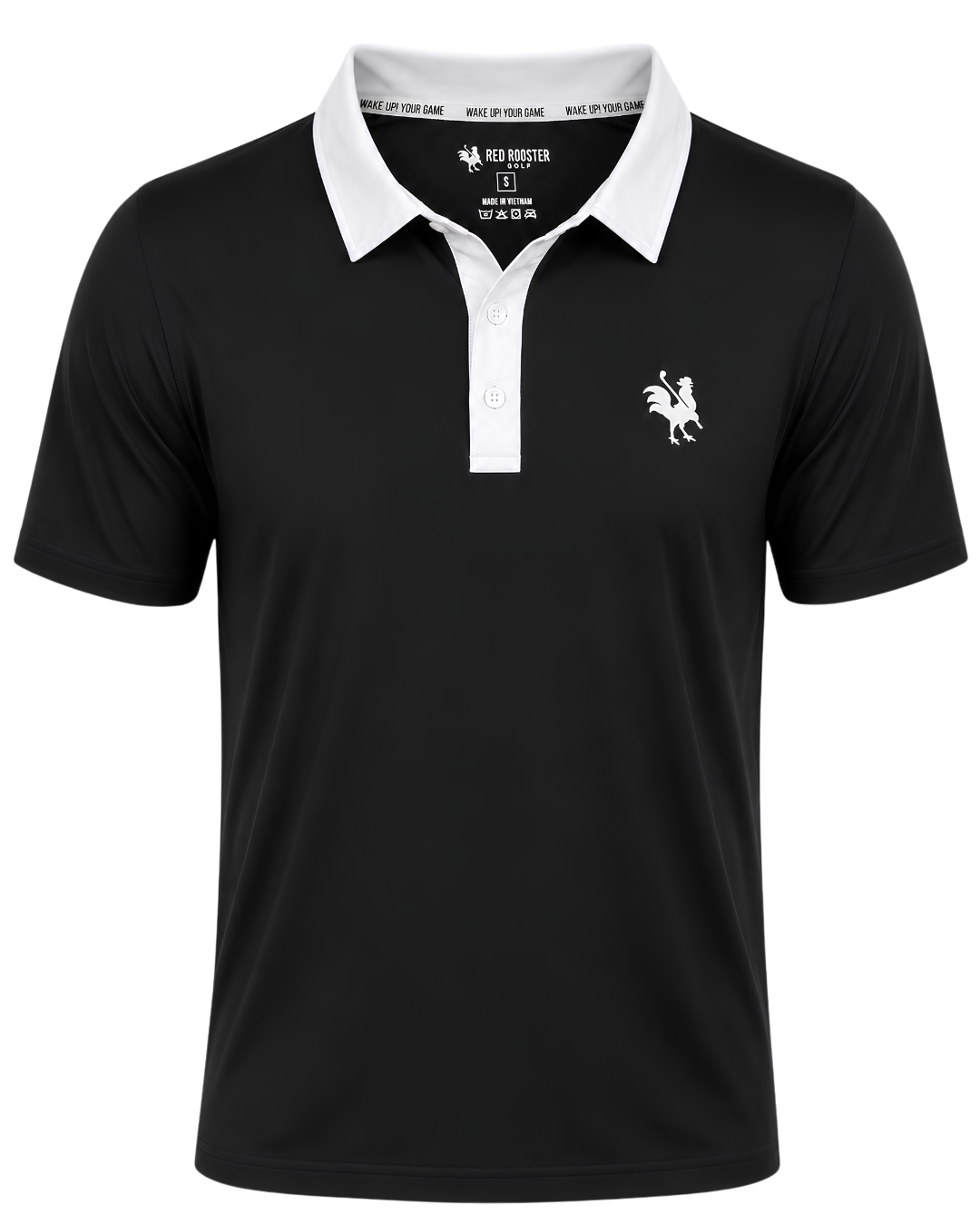 Black Red Rooster Golf performance polo